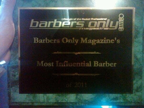 Most Influential Barber award plaque